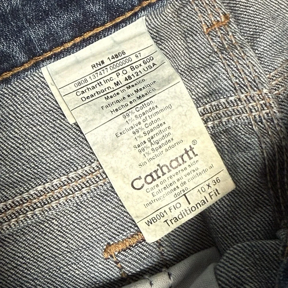 Carhartt Women's Traditional Fit WB001 F10 Size 10x36 Denim Bootcut Jeans
